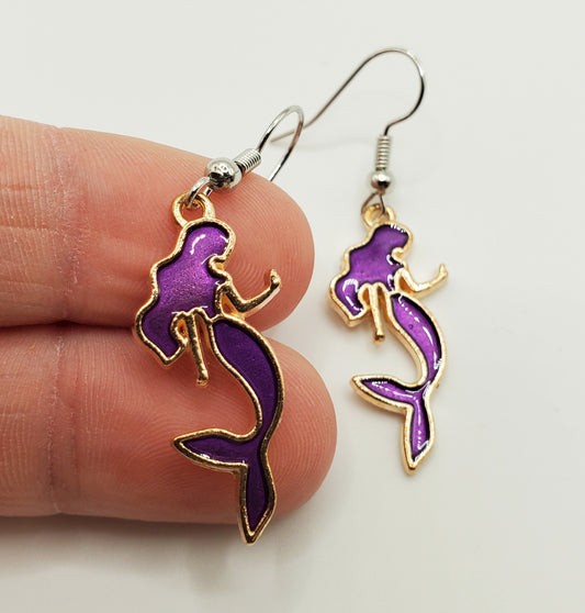 Purple Mermaid Earrings