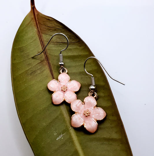 Pink Flower Earrings