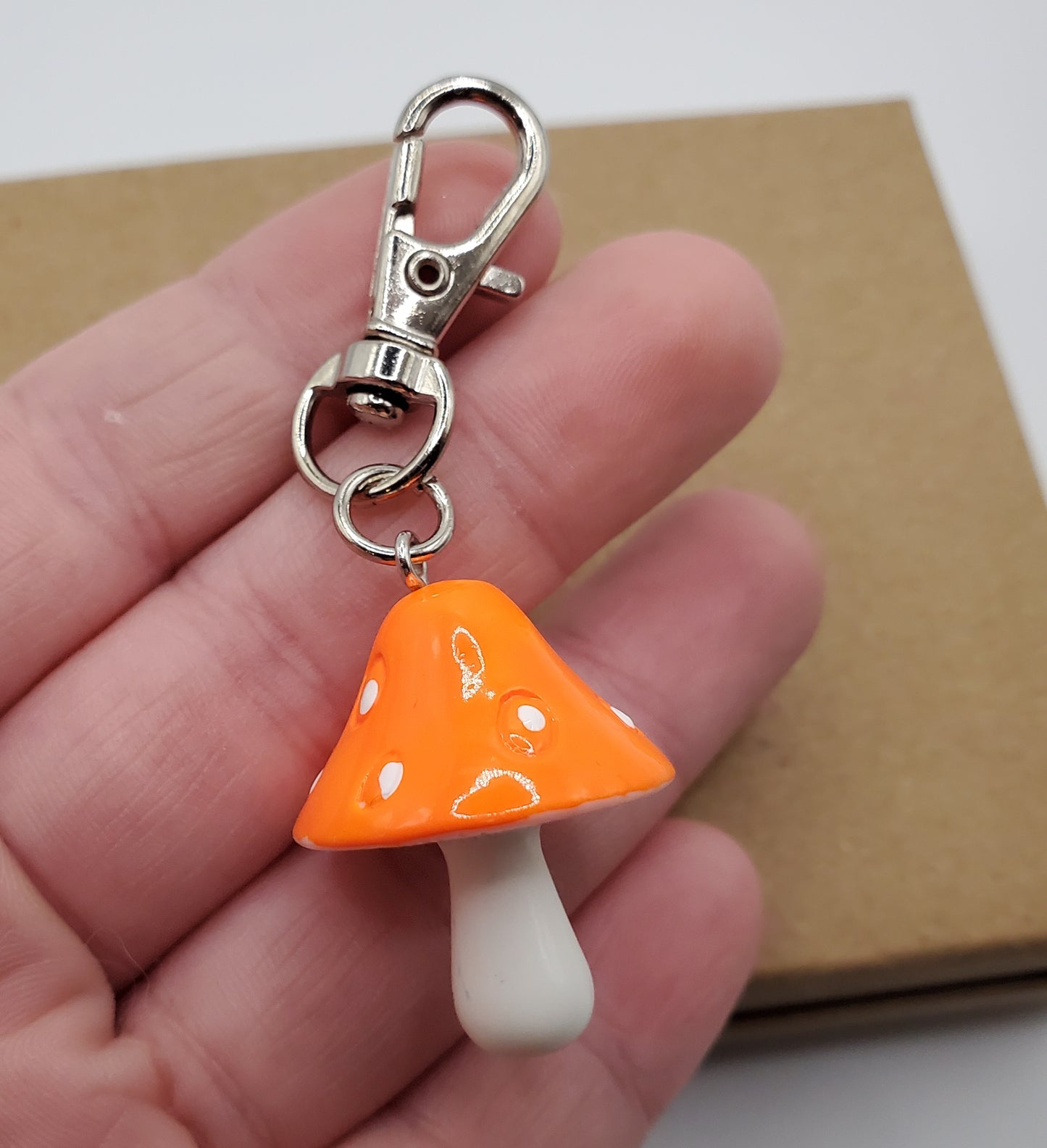 Orange Mushroom Keychain