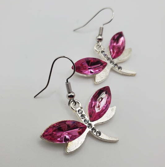 Pink Dragonfly Earrings