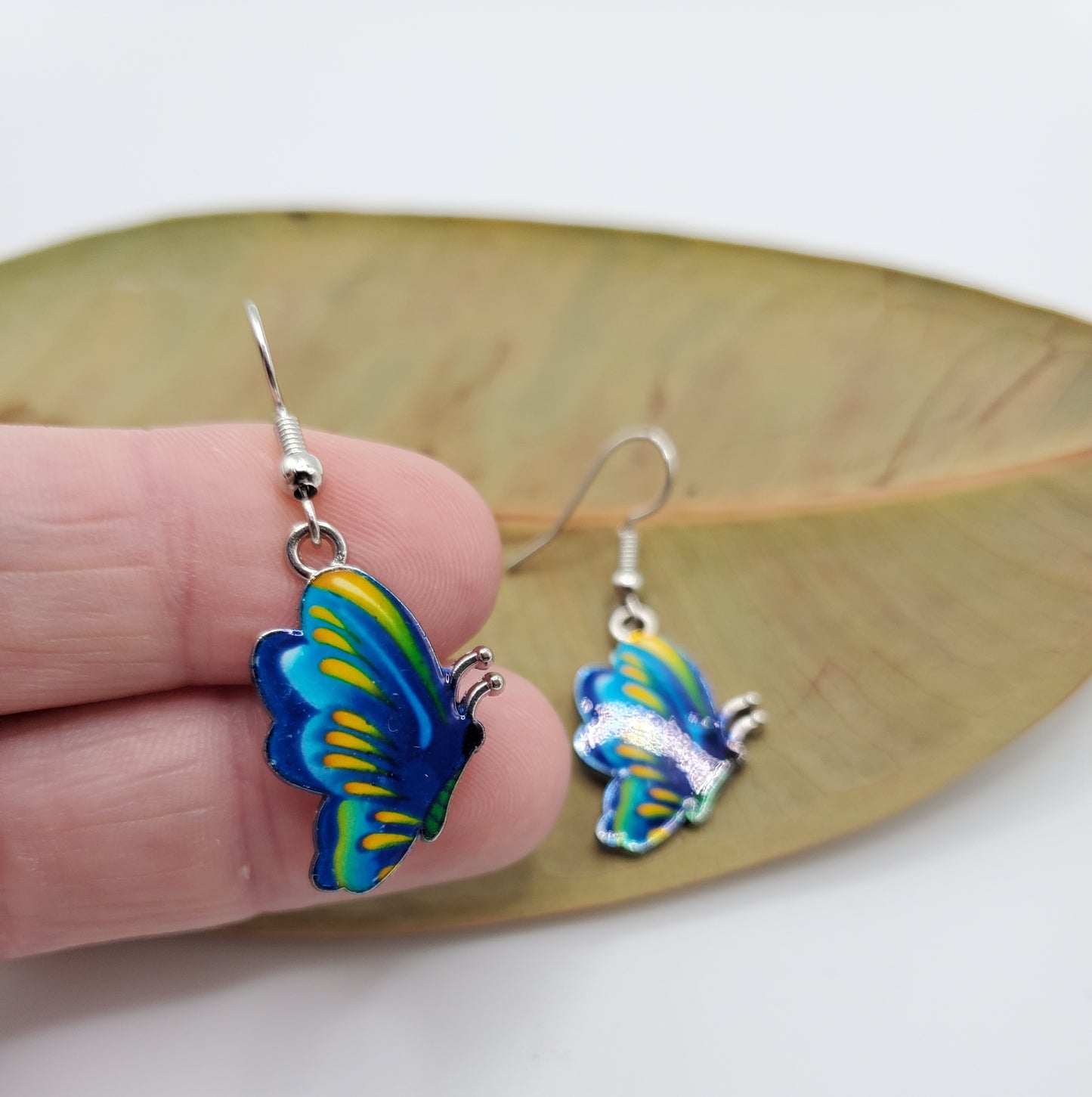 Blue and Yellow Butterfly Earrings