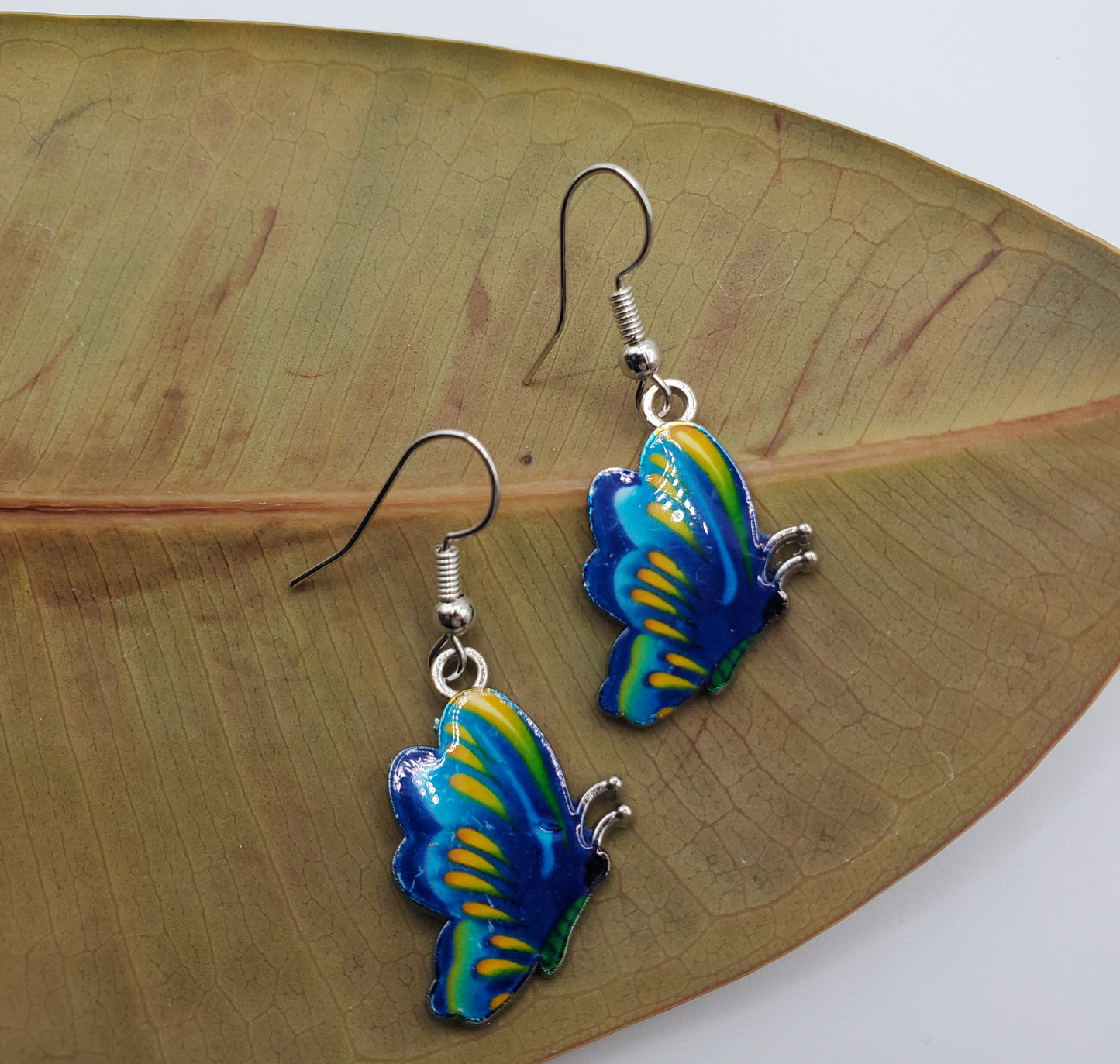 Blue and Yellow Butterfly Earrings