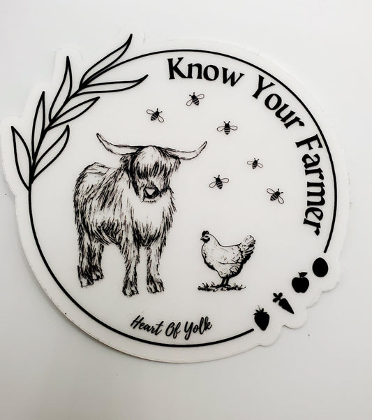 Clear 'Know Your Farmer' Sticker