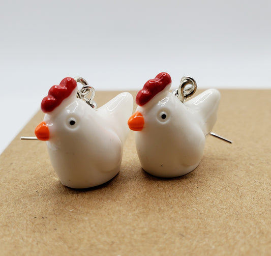 3D Hen Earrings