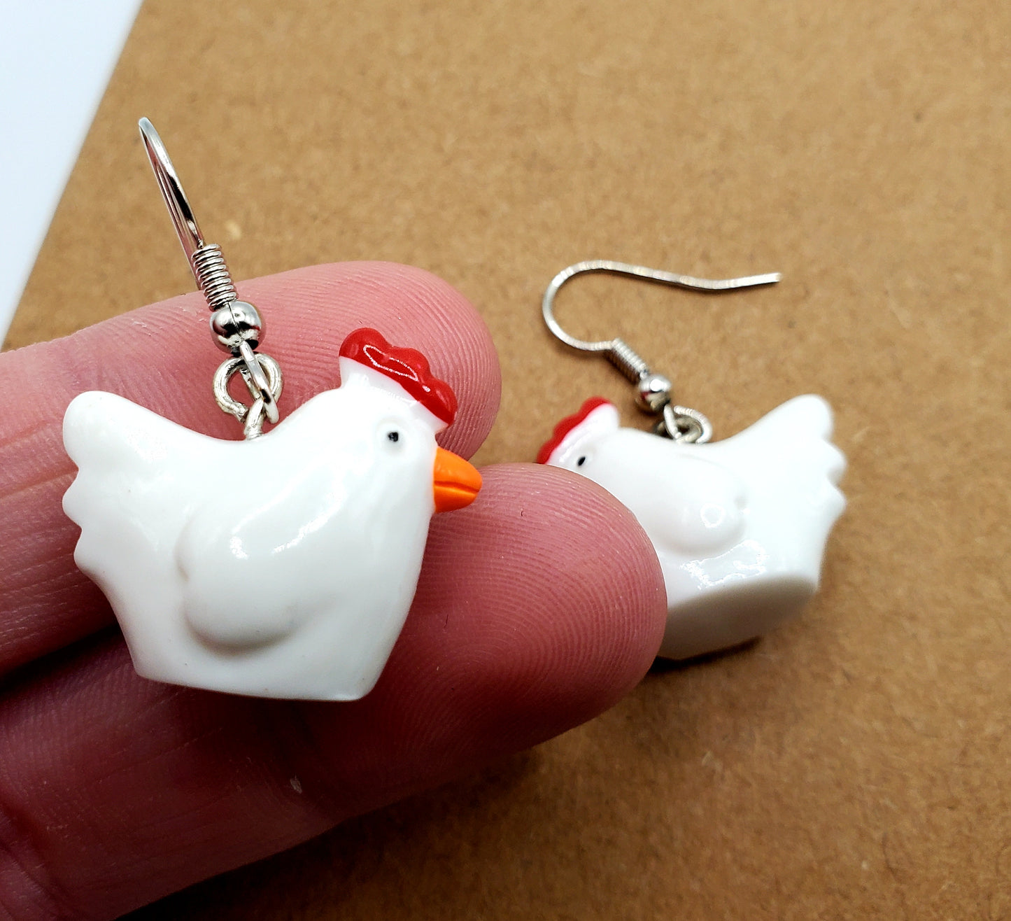 3D Hen Earrings