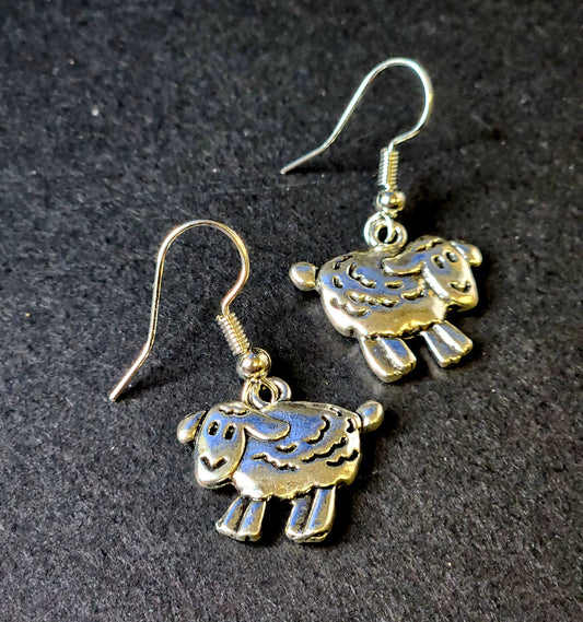 Silver Sheep Earrings