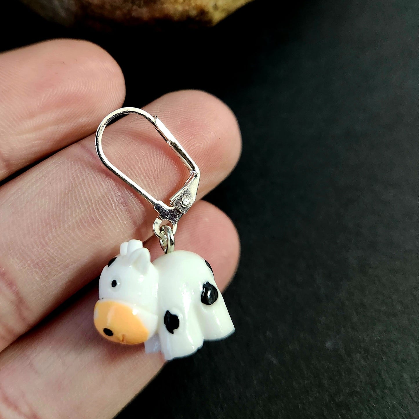 3D Cow Clip Earrings