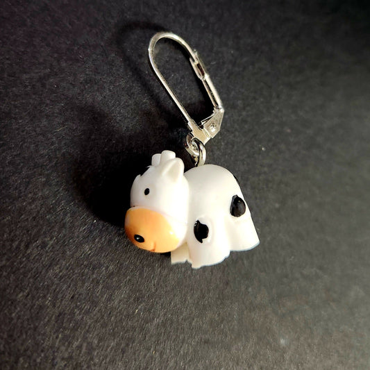 3D Cow Clip Earrings